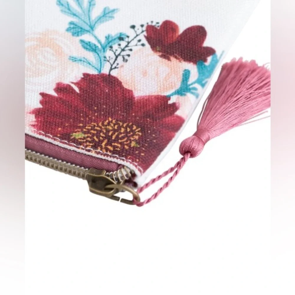 IN Courage Take Heart Canvas Pouch/ Makeup /Pencil flat pouch.